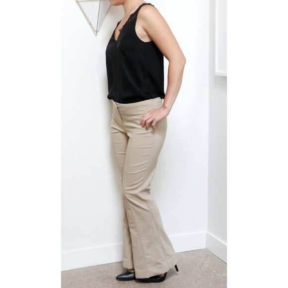 Y2K Khaki Flared Pants w/ Thigh Seam & Triangle Panel Detail, Office Siren - Picture 3 of 6